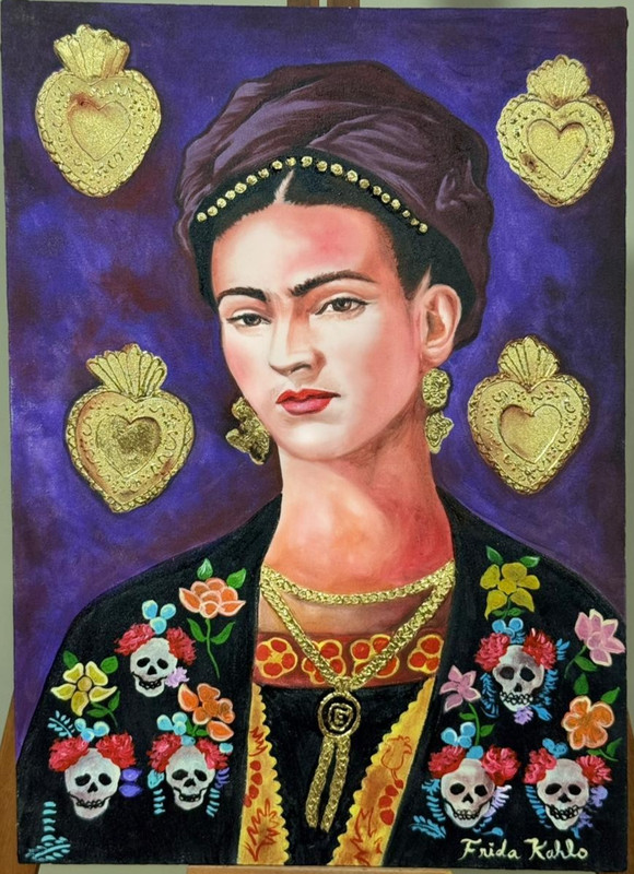 Frida Kahlo Oil Painting on canvas Sealed Antique Unframed measure 50×70 cm