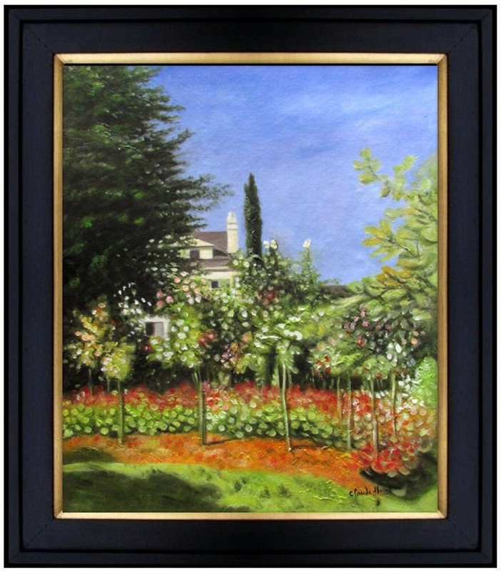 Framed Claude Garden in Bloom Repro, Quality Hand Painted Oil Painting, 20x24in