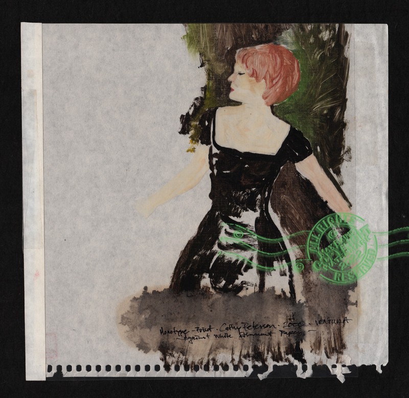 C Peterson 2000 Lady in Black * Original Mono-Print Master Painting on Acetate gallery