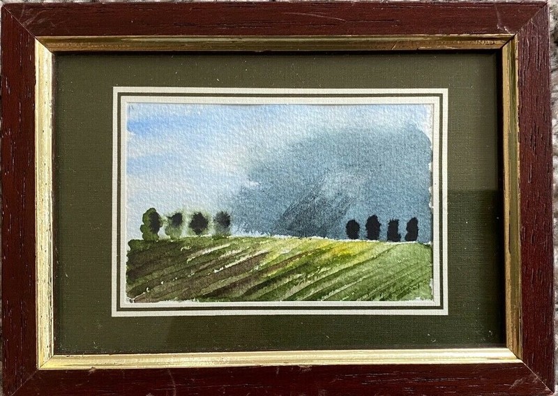 Watercolor Fields Nature Trip Idyll ° Field Miniature North Vacation 11 x 14 cm