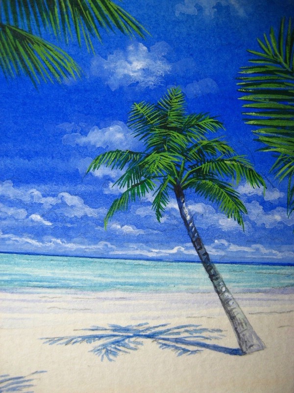 Watercolor Painting Ocean Beach Summer Vacations Seascape Florida ACEO Art ‘