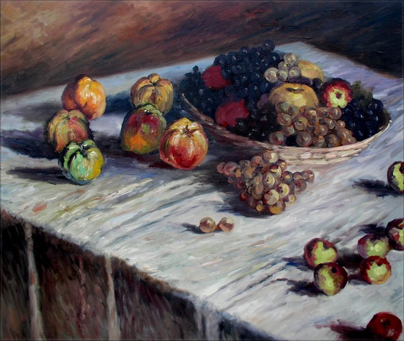 Quality Hand Painted Oil Painting Repro Claude Monet Apples and Grapes 20x24in