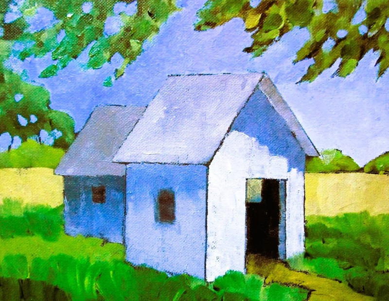 CALIFORNIA FARMLAND Lynne French Landscape Art O/C Painting 8X10