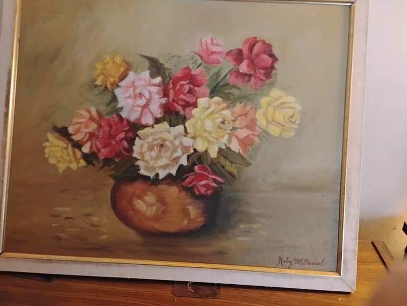 SIGNED RUBY MCDANIEL OIL ON CANVAS BOUQUET OF FLOWERS