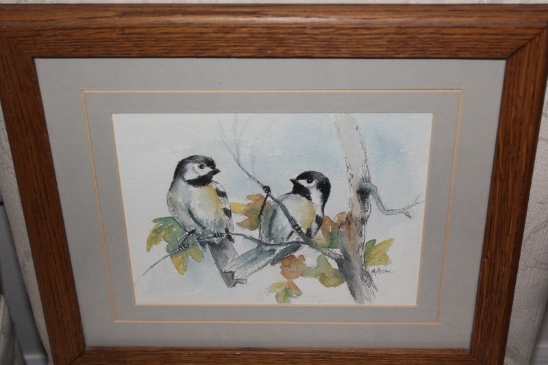 CHICKADEE Watercolor Bird Artwork Painting 13″ x 15″ Sighted 7×9 – M. Patton