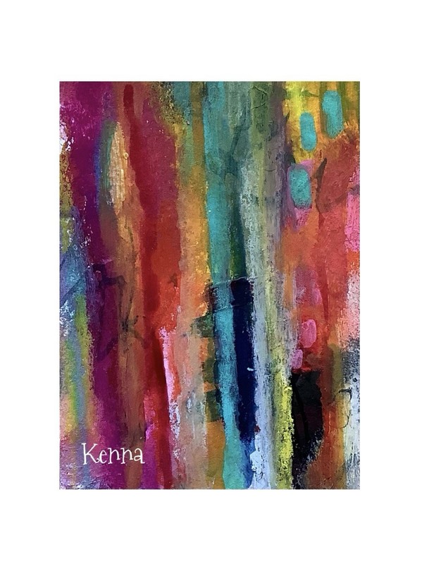 ACEO By Kenna Acrylic Painting Abstract 2.5” X 3.5” Signed Original ÀTC