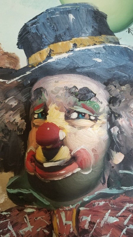 William Moninet Original Two Clowns Oil Painting Framed Signed gallery