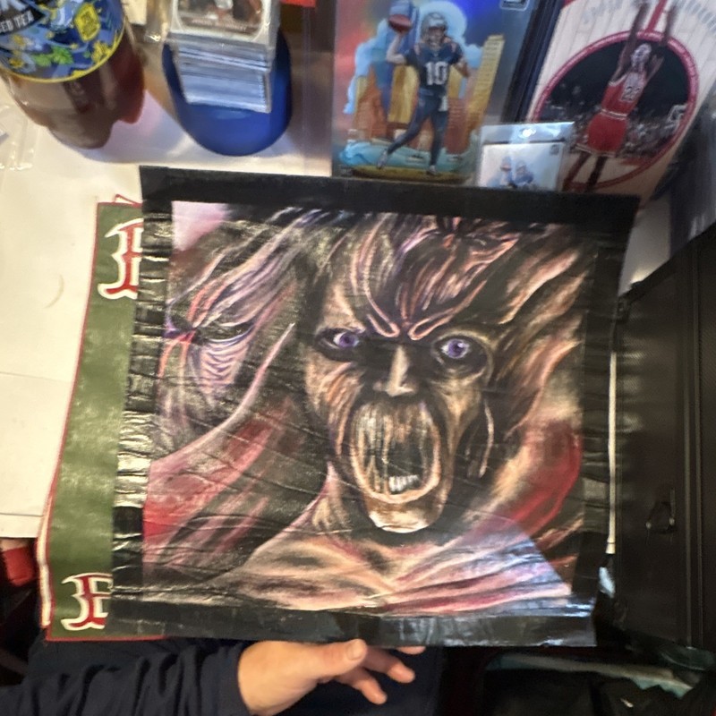 Horror Screaming Face Portrait Figurative Art Painting Unframed Single Piece