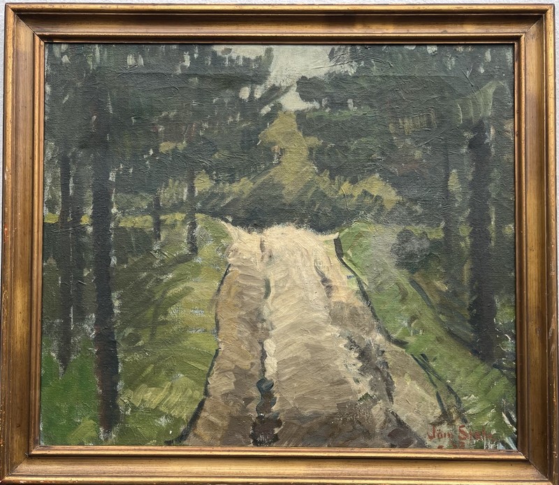 Impressionist Summer Forest Path Oil Painting Dated 1937 gallery