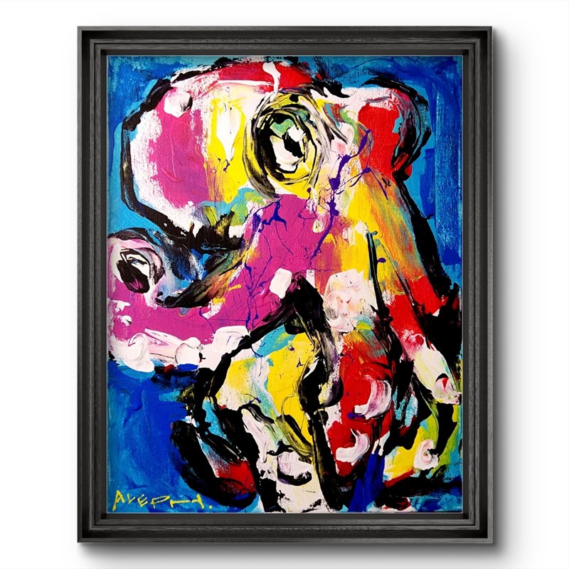 Aleph Original Impressionist Sea Animals Painting 11×14 Canvas Wall Art Decor