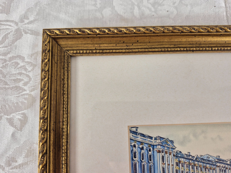 Catherine Grand Palace Water Color Painting Russia Architectural Gold Gilt Frame gallery