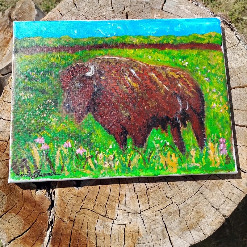 The Prairie Buffalo; Acrylic Painting
