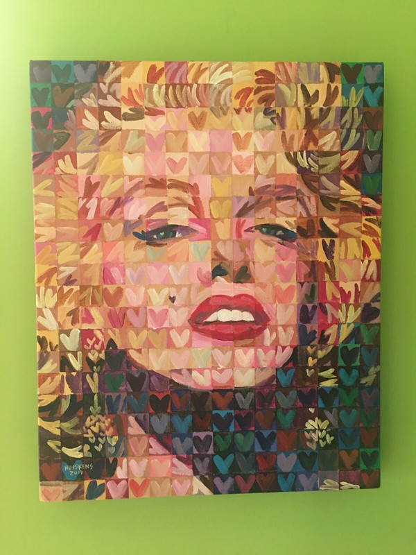 RANDAL HUISKENS,MARILYN MONROE,ORIGINAL,HOMAGE TO ANDY WARHOL & CHUCK CLOSE,WOW!