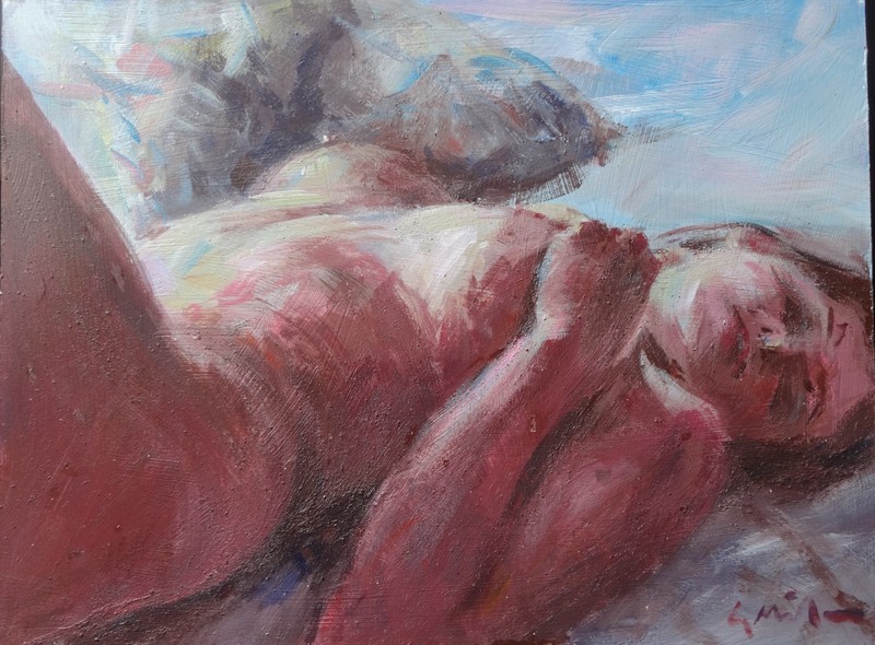 GERRY MILLER-. Artwork. "Nudes". Acrylic paint on HDF board.40x30cm-