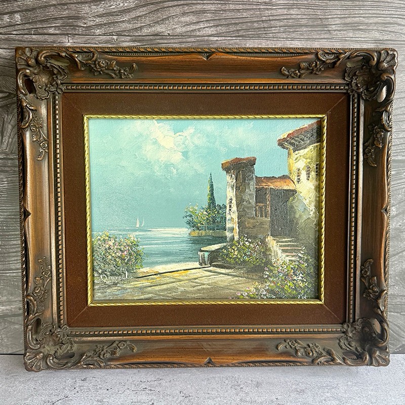 Vintage Daniello Mediterranean Nights Original Oil Painting Seascape Framed