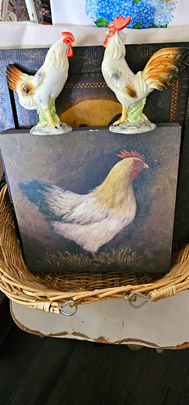 Chicken & Rooster Animal Painting, Realism Style, Small, Unframed, Single