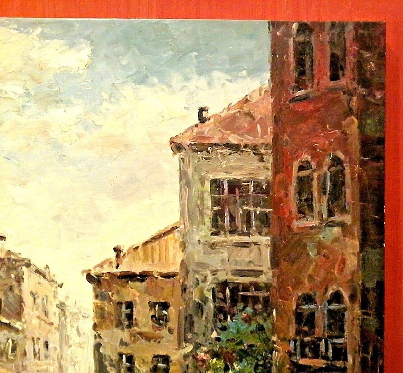 20th C FRESH IMPRESSIONISTIC VENICE BRIDGE Sd R JASMIN ORIGINAL O/C LIGHT & AIRY gallery