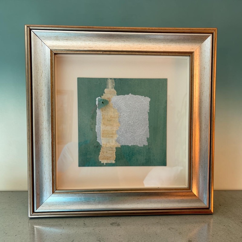 ART – Limited Edition Mixed Media – Abstract 17″x17″ Gold and Silver Frame