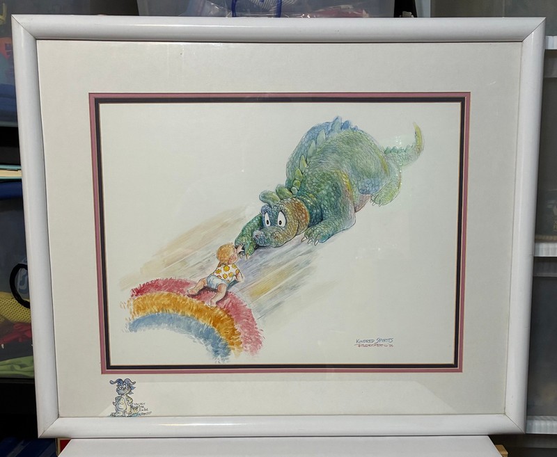 RON RODECKER "Kindred Spirits" Original Painting 1996 Dragon Watercolor Art