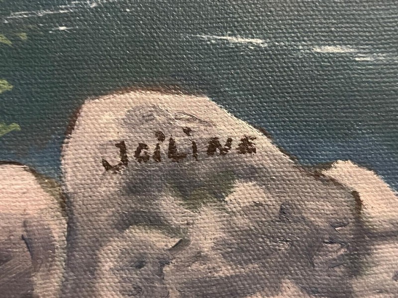 Vintage Artist Signed Painting Portland Head Lighthouse Maine Nautical Art Ocean gallery