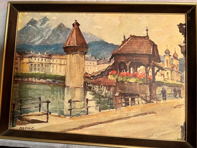 A.Marc ,Nicolas Markovitch Watercolor Painting Lithograph SWISS SCENES PAIR SEE gallery