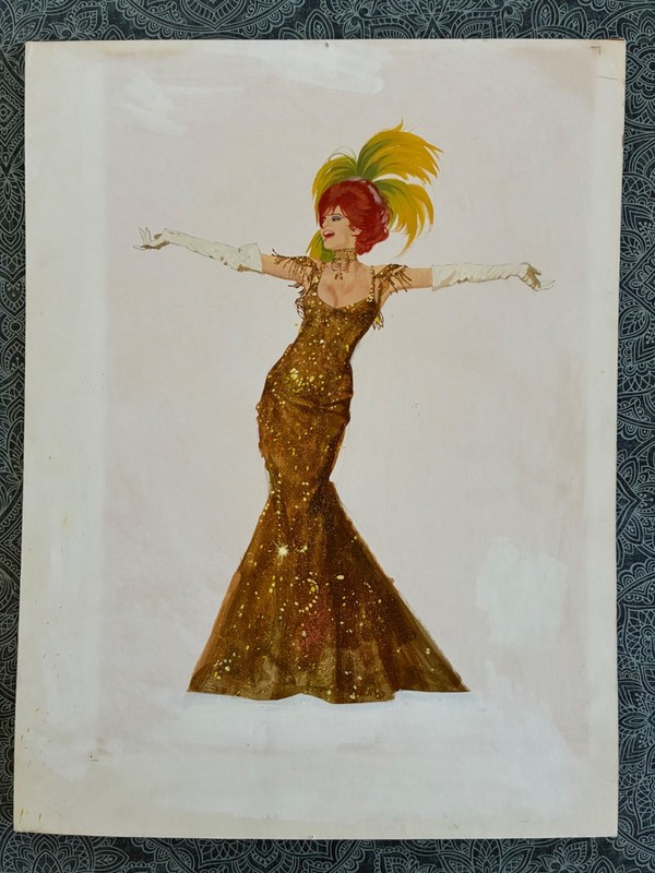 Orig. 1969 HELLO DOLLY Costume Design Sketch – BARBRA STREISAND – Irene Sharaff