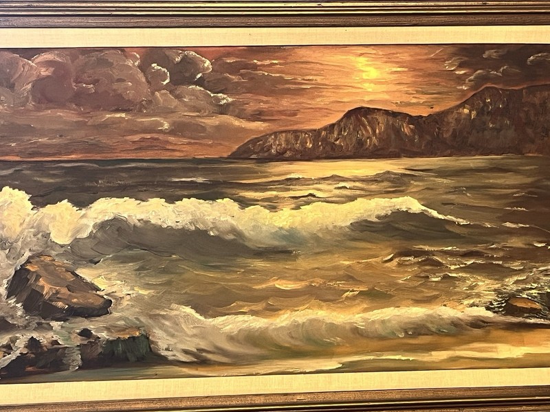 Beautiful Oil Painting Waves Of Gold In Solid Frame 38 X 23 SEE MEASUREMENTS gallery