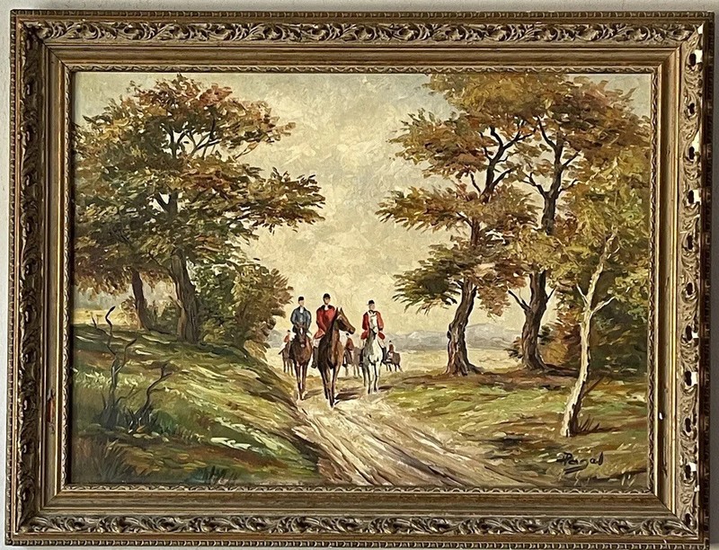 FINE ANTIQUE FIGURATIVE LANDSCAPE IMPRESSIONIST OIL PAINTING OLD HORSE HORSES