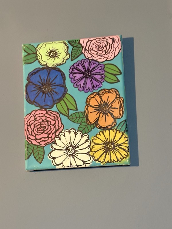 Multi Colored Floral Canvas Painting. Medium Size Wall Art. Home Decor.Original gallery