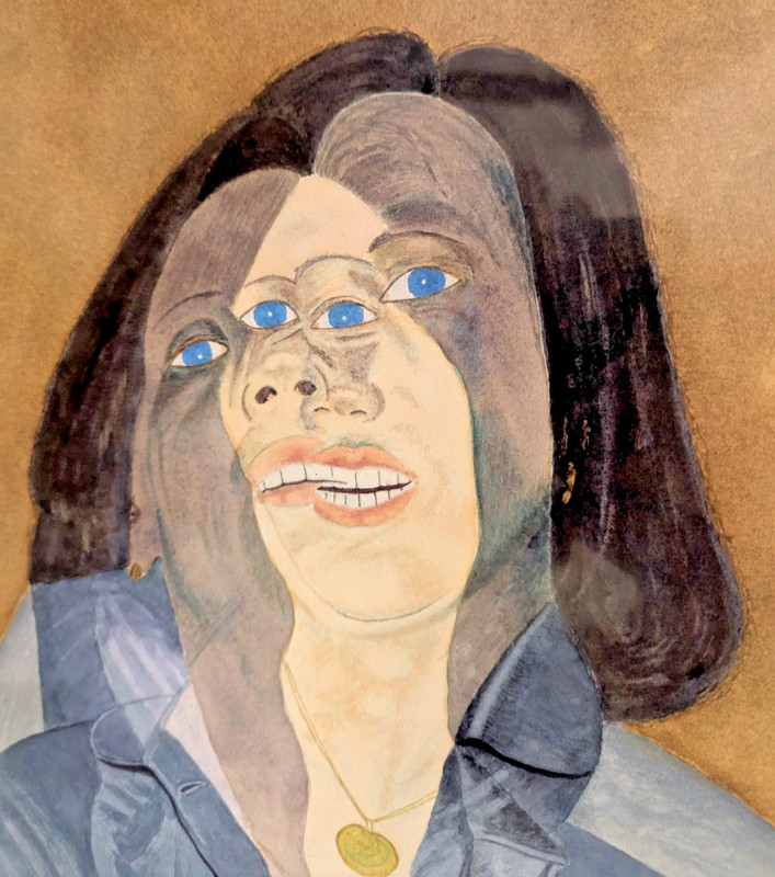 Vtg "Blue Dream" 2005 Framed Watercolor Woman Portrait Art 21x23.5 gallery