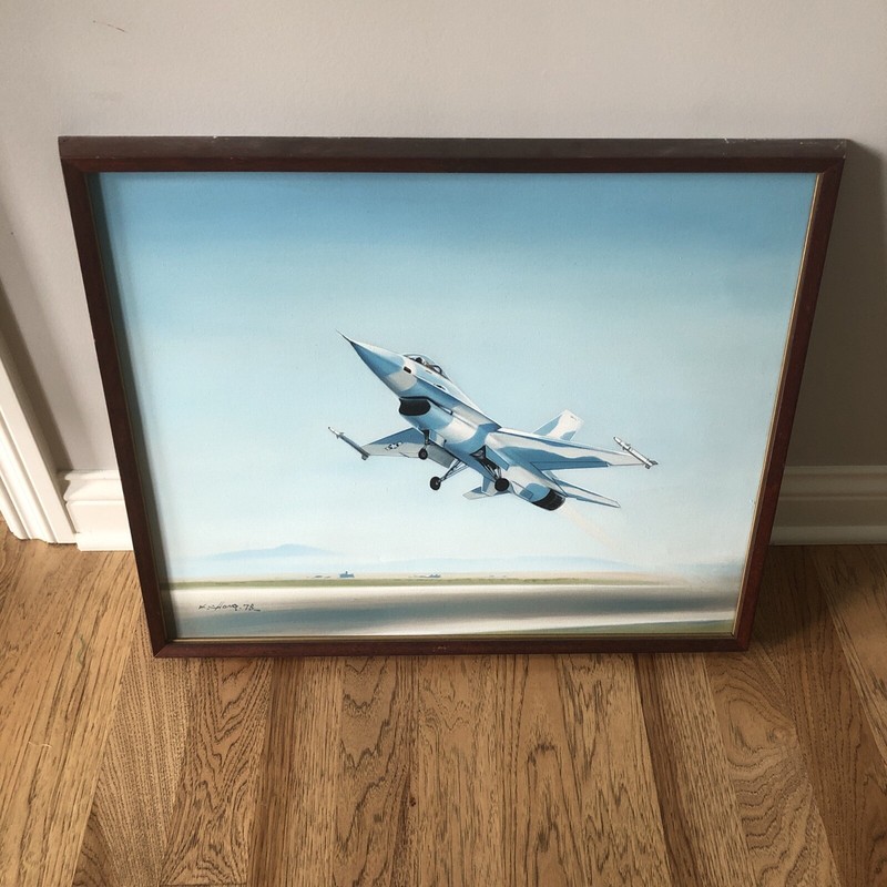 Painting of Military Fighter Plane Taking Off Painting by K Chong