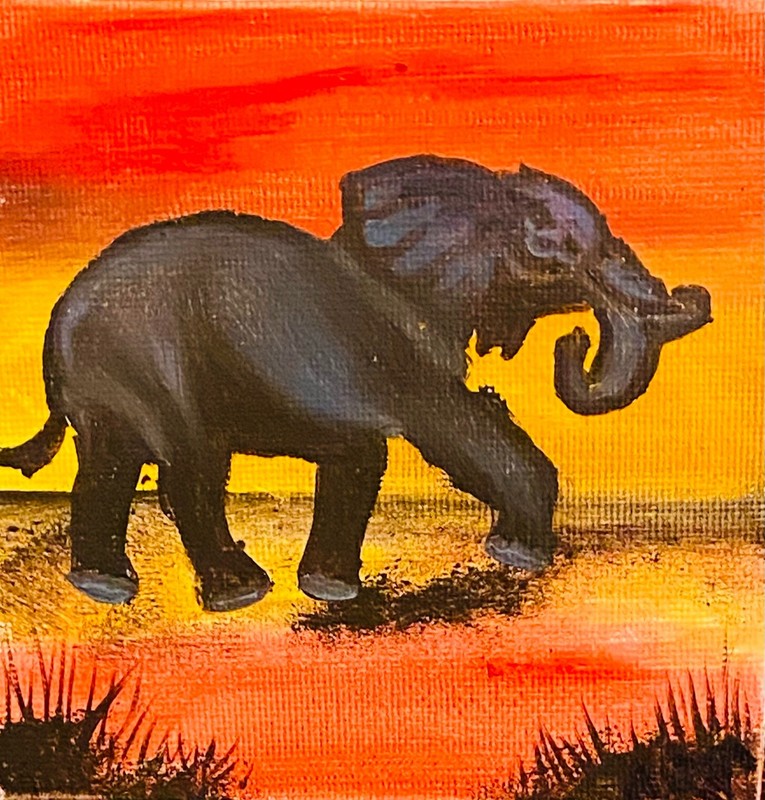 African Landscape Painting Original Art Elephant Painting Artwork African