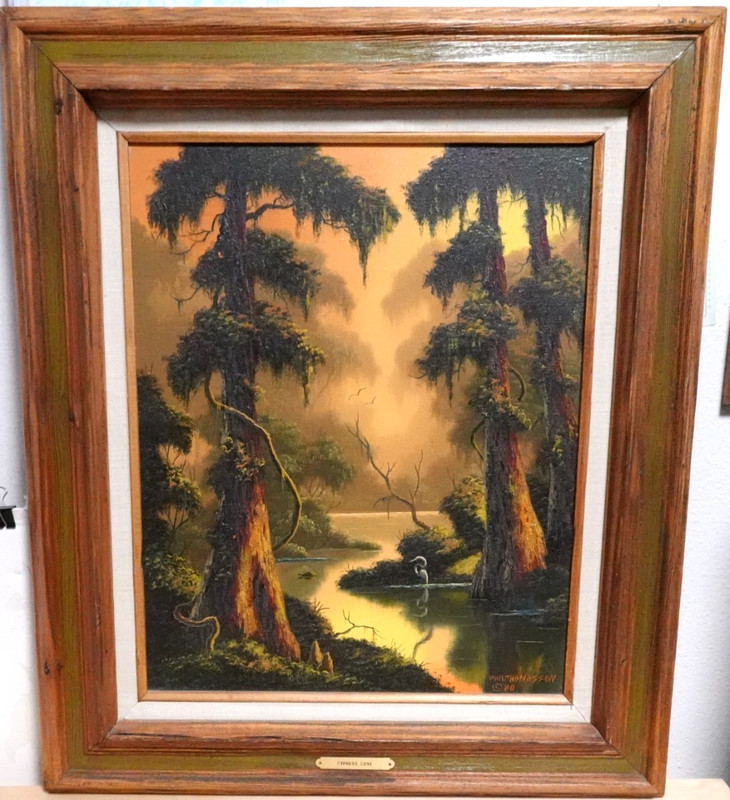 PHIL THOMASSON «CYPRESS COVE» NEW ORLEAN LOUISIANA SWAMP LANDSCAPE PAINTING