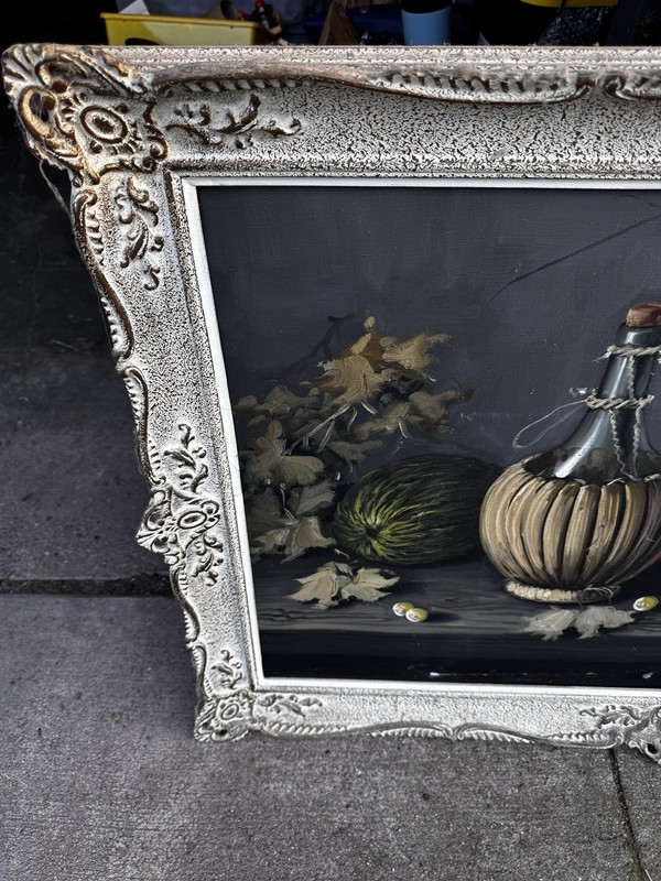 Large oil painting, still life with Fruit, signed J. Ros W/ Frame Gr1 gallery
