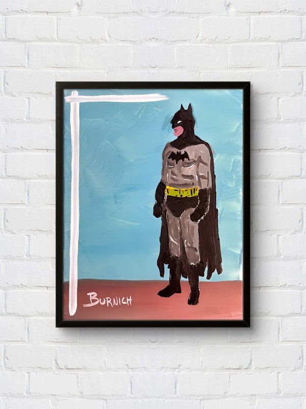 Burnich Original Batman Fan Art 11x14 Canvas Pop Art Acrylic Painting Signed