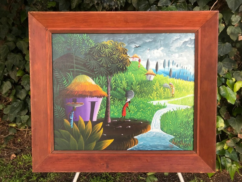 FRANCIS PARAISON Original MODERN SURREALIST LANDSCAPE Vintage Haiti Oil & Canvas