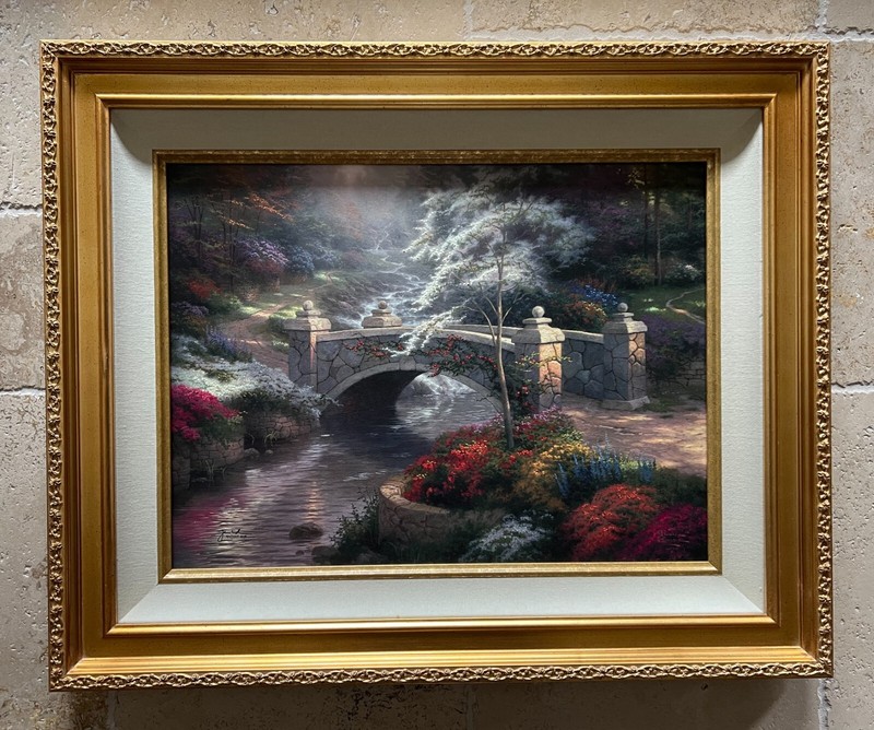 THOMAS KINKADE «BRIDGE OF HOPE» A/P 18″ x 24″ HAND EMBELLISHED CANVAS w/COA