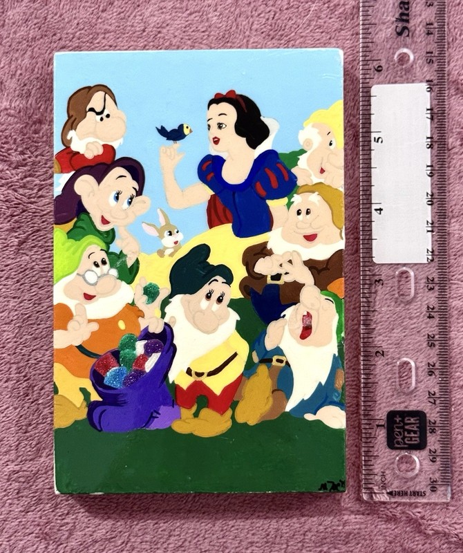 Disney Princess Snow White And The Seven Dwarfs Hand Painted Rock Art SIGNED