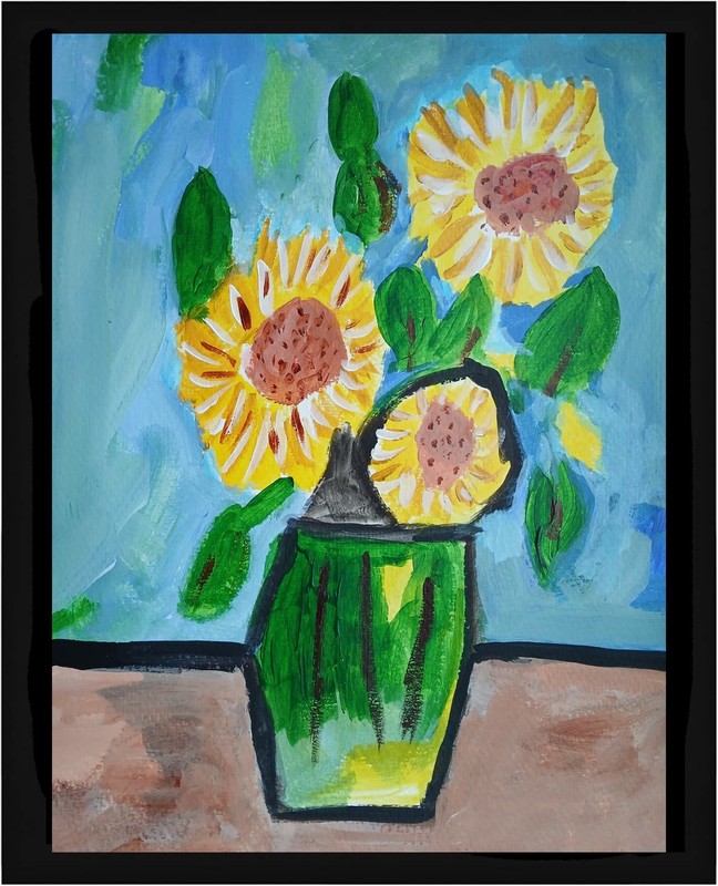 Abstract/Impressionism 11x14 Yellow Sunflowers Handmade Colorful Art Painting gallery