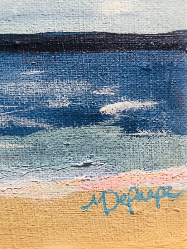 Seascape Painting “Sailboat Pastel Dreams” 8x8 on Canvas by M DePaepe gallery