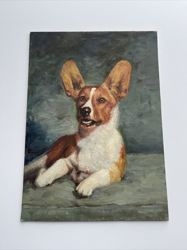 Antique Vintage Dog Painting Puppy American Early California Kirkgaard born 1860