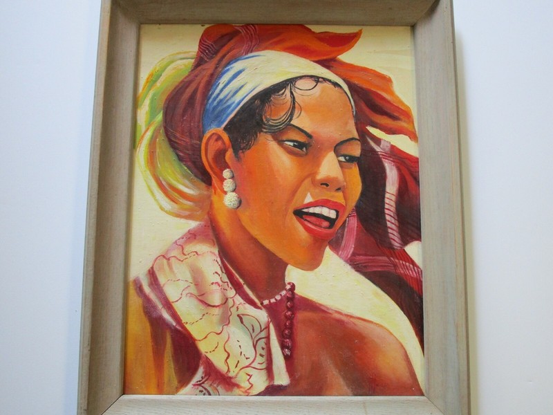 Antique Portrait Painting Islander Tropical Hawaii Polynesian 1940’s Oil Mystery gallery