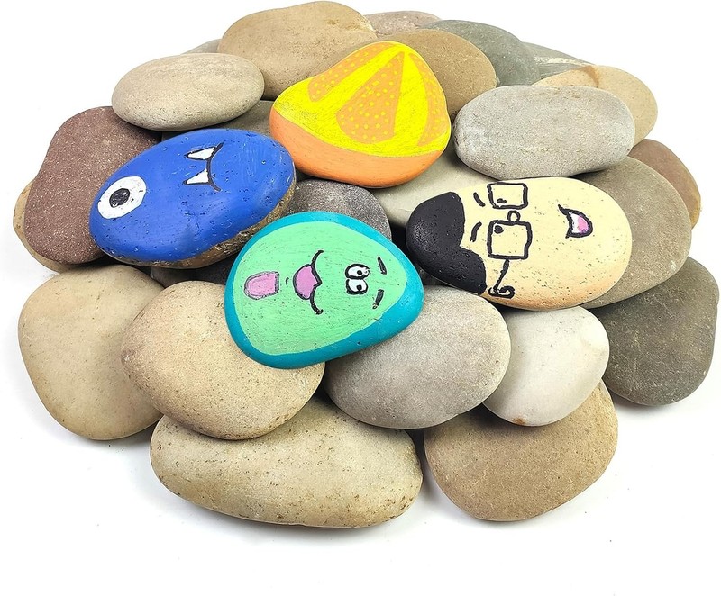 Large Rocks for Painting, 20PCS River Rocks for Painting, 3-4 Inches Flat Smo... gallery