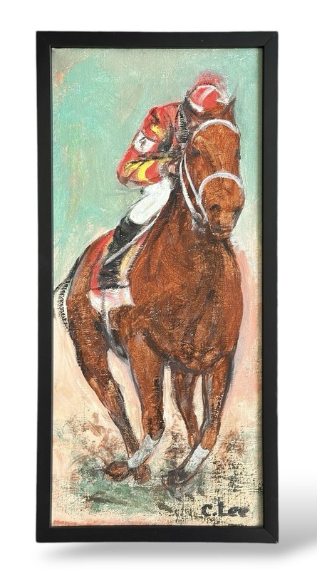 Clifford Lee oil painting of Horse Jockey equestrian Chicago artist
