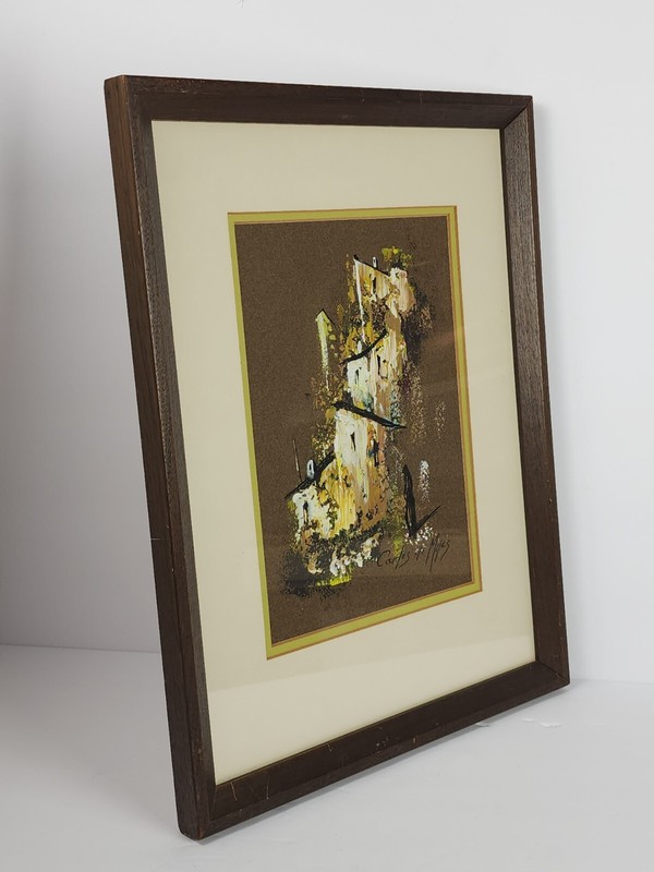 Vintage Carlos De Mijas Original Painting On Paper Framed Mid Century Cityscape gallery