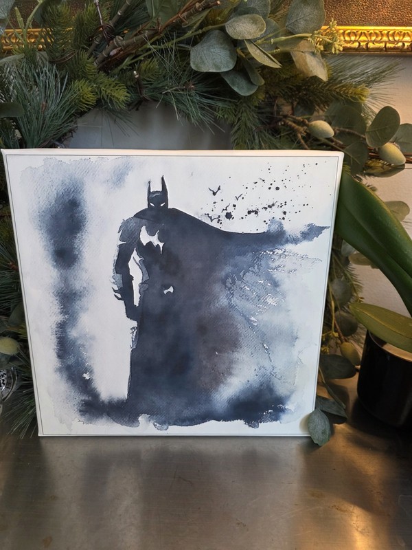 Batman Watercolor Painting on Canvas Modern Illustration Art Comics 12×12