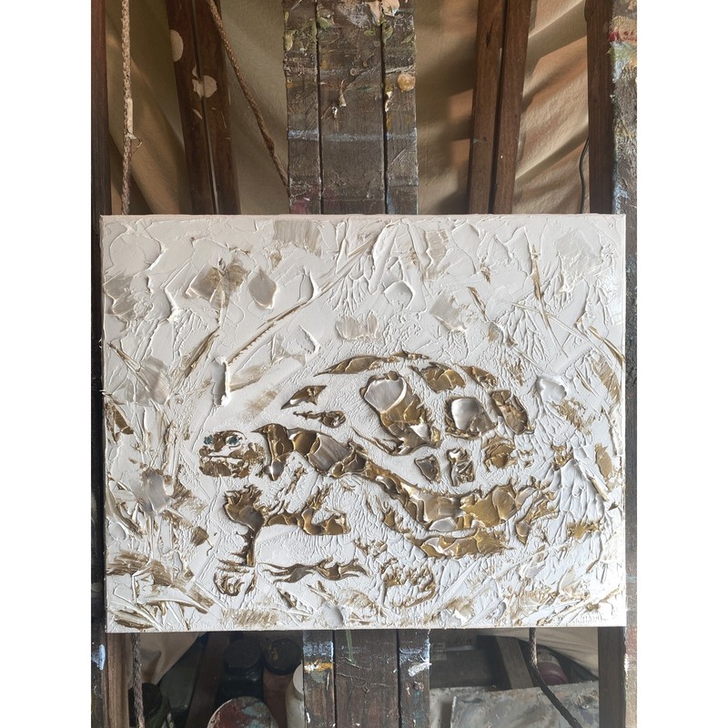 Turtle ORIGINAL Animal Art Abstract Textured painting, Canvas wall art 16”x20” gallery