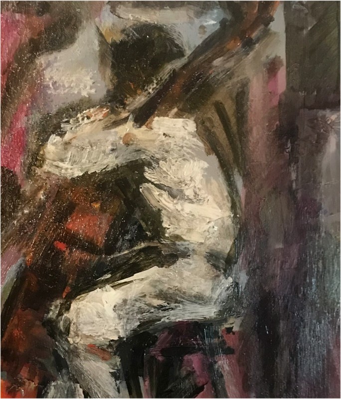Bassist 14x10 in. Acrylic on panel Hall Groat Sr. gallery