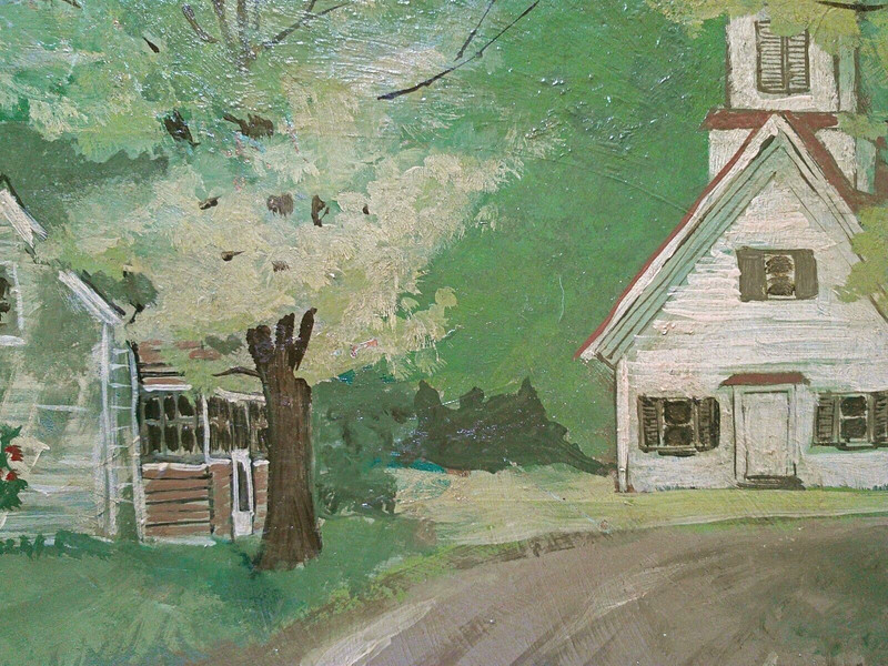 ADAM SIMPSON (AMERICAN, 20TH C) 1962, SIGNED O/B RURAL LANDSCAPE, ORIG OAK FRAME gallery