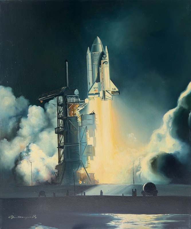 NASA Space Shuttle Launch - 20x24 inch oil on Stretched canvas painting gallery